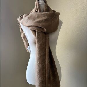 COACH-Oversized Metallic Gold Logo Scarf